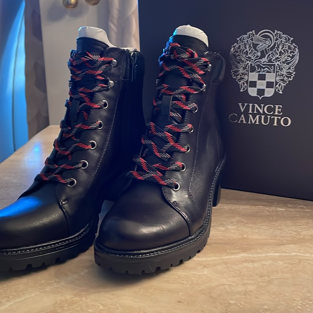 Vince Camuto Black Lace-up Ankle Boots - Picture 2 of 7